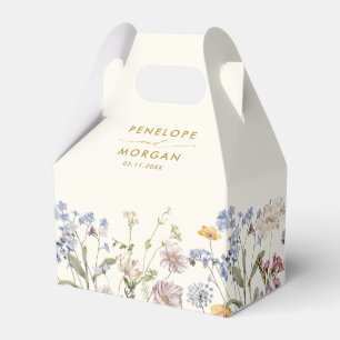 Colorful Spring Wildflower Meadow Golden Wedding Favor Boxes