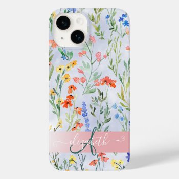 Colorful Spring Wildflower Meadow Monogram    Case-mate Iphone 14 Case by Biglibigli at Zazzle