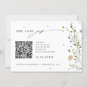 Colorful Spring Wildflower Meadow Photo QR code    Save The Date