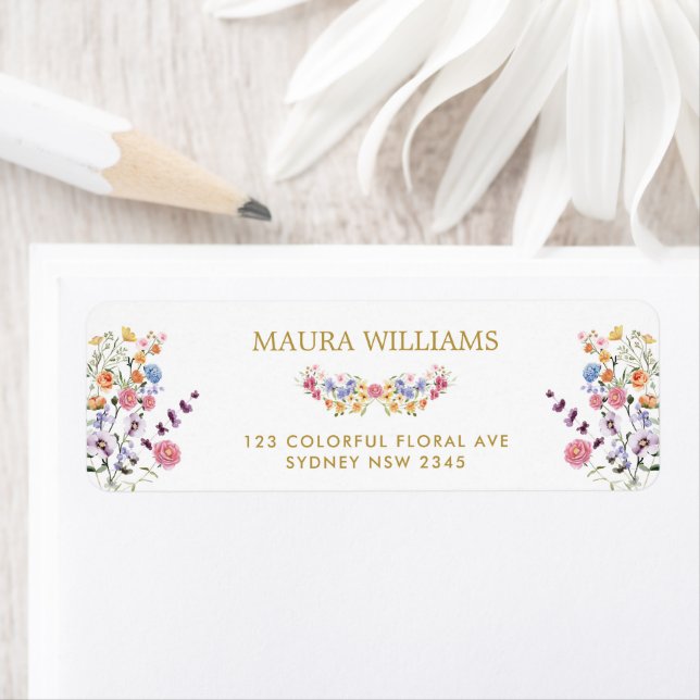 Colorful Spring Wildflower Meadow Return Address Label