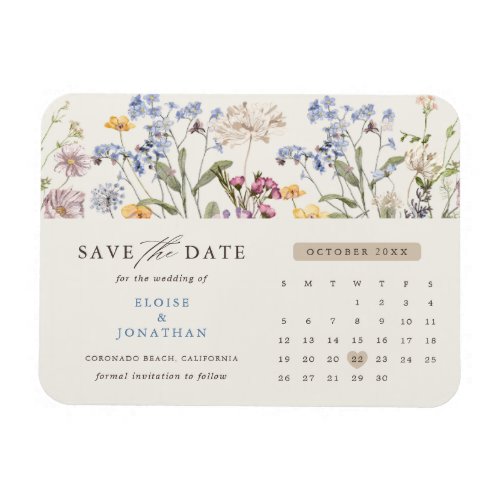 Colorful Spring Wildflower Meadow  Save the Date Magnet