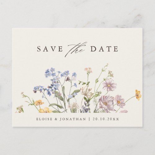 Colorful Spring Wildflower Meadow  Save the Date Postcard