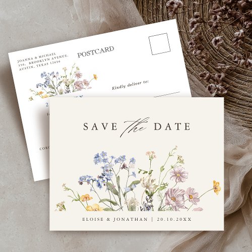 Colorful Spring Wildflower Meadow Save the Date Postcard
