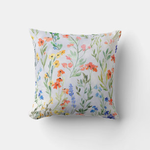 Colorful Spring Wildflower Meadow Throw Pillow