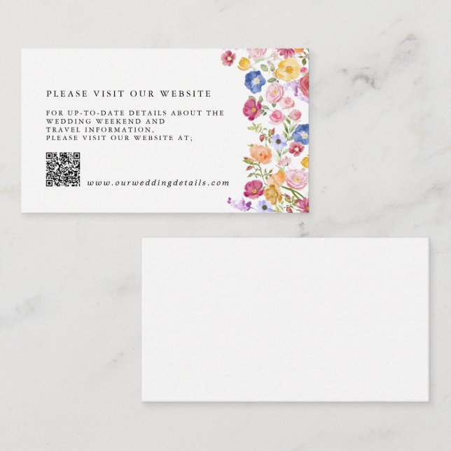 Colorful Spring Wildflower Meadow Website Details Enclosure Card (Front/Back)