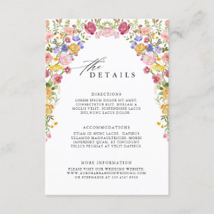 Colorful Spring Wildflower Meadow Wedding Details Enclosure Card