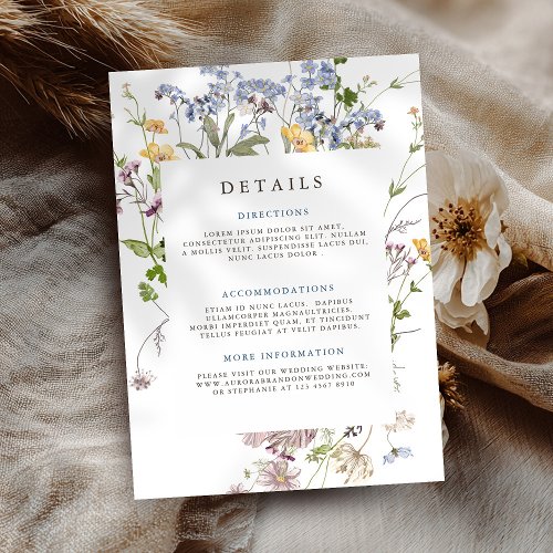 Colorful Spring Wildflower Meadow  Wedding Details