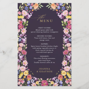 Colorful Spring Wildflower Meadow Wedding Menu