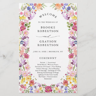 Colorful Spring Wildflower Meadow Wedding Program