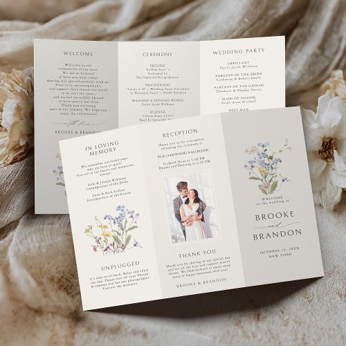 Colorful Spring Wildflower Meadow Wedding Program