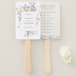 Colorful Spring Wildflower Meadow wedding Timeline Hand Fan<br><div class="desc">Capture the beauty of nature on your special day with our exquisite wildflower watercolor wedding timeline. Elegant, unique, and blooming with love. Use the text fields to personalize your design with your own wording and details. If you want to change the font style, color or text placement, simply click the...</div>