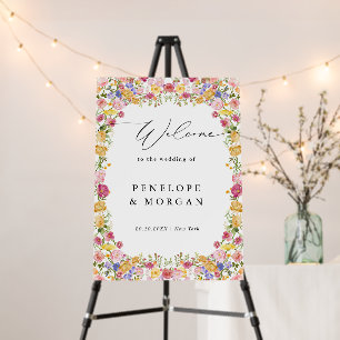 Colorful Spring Wildflower Meadow Wedding Welcome Foam Board
