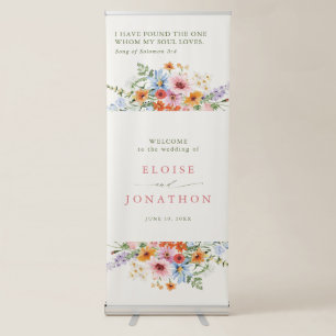 Colorful Spring Wildflower Meadow Wedding Welcome Retractable Banner