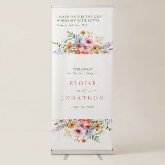 Colorful Spring Wildflower Meadow Wedding Welcome Retractable Banner