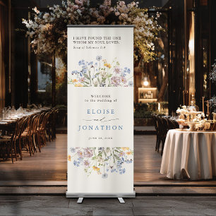 Colorful Spring Wildflower Meadow Wedding Welcome Retractable Banner
