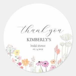 Colorful Spring Wildflower Wedding  Classic Round Sticker