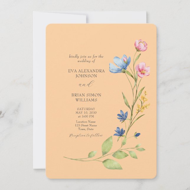Colorful Spring Wildflower Wedding Invitation (Front)