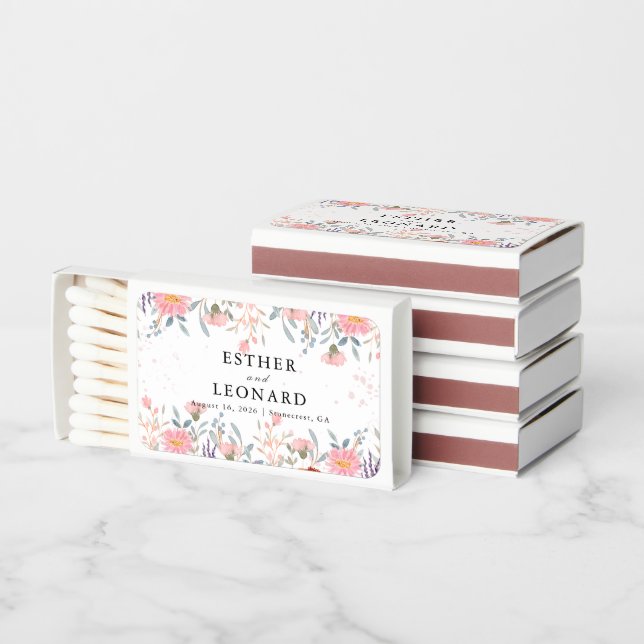 Colorful Spring Wildflower Wedding  Matchboxes (Stacked)