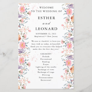 Colorful Spring Wildflower Wedding Program