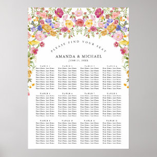 Colorful Spring Wildflower   Wedding Seating Chart