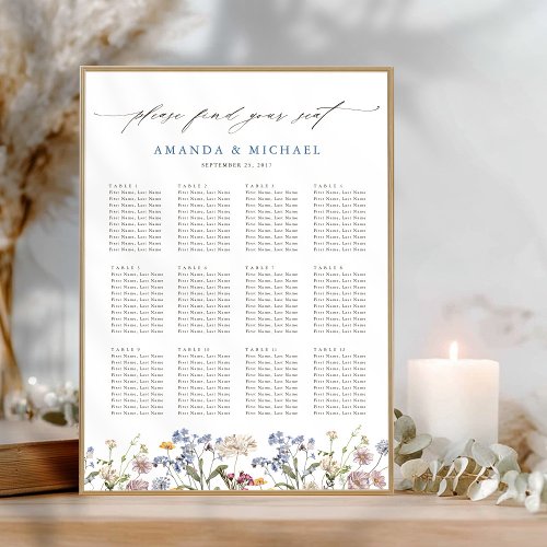 Colorful Spring Wildflower Wedding Seating Chart