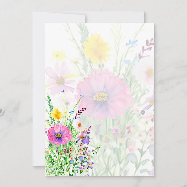 Colorful spring wildflowers blank Wedding Invitation (Front)