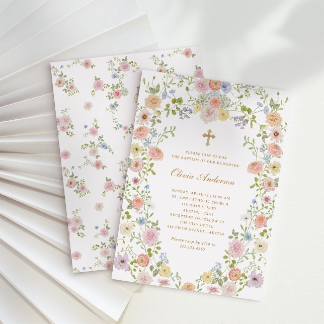 Colorful Spring Wildflowers | Floral Baptism Invitation (Creator Uploaded)