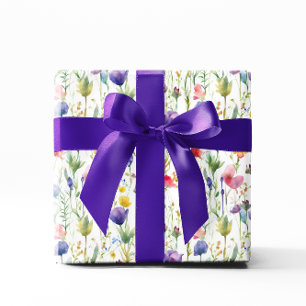 Colorful Spring wildflowers Pattern Wrapping Paper