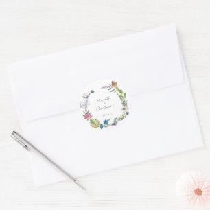 Colorful Spring Wildflowers Wedding Classic Round Sticker