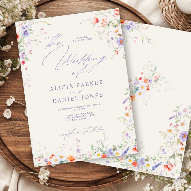 Colorful spring wildflowers wedding invitation (Creator Uploaded)