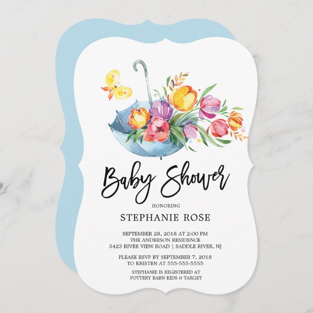 Colorful Springtime Tulip BabyShower Invitation (Front/Back)