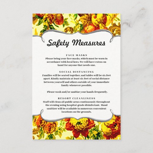 Colorful Springtime Wedding Safety Measures Enclosure Card