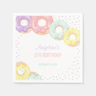 Colorful Sprinkle Donuts Kids Birthday Napkins