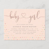 Colorful Sprinkle Rose Gold Girl Baby Shower Invitation Postcard