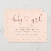 Colorful Sprinkle Rose Gold Girl Baby Shower Invitation Postcard (Front/Back)