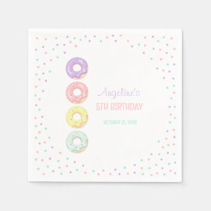 Colorful Sprinkle Sweet Donuts Kids Birthday Napkins