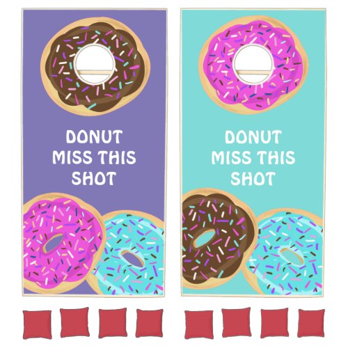 Colorful Sprinkled Donuts Illustration Cornhole Set