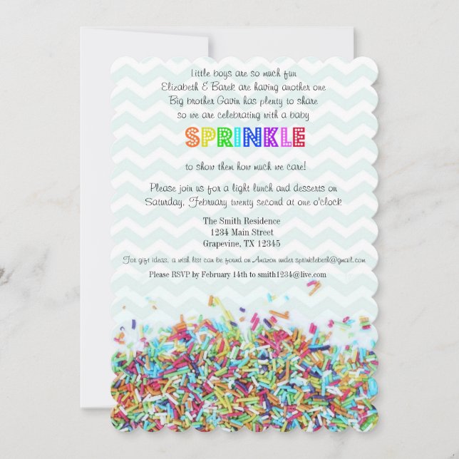 Colorful Sprinkles and Chevron Baby Invite (Front)