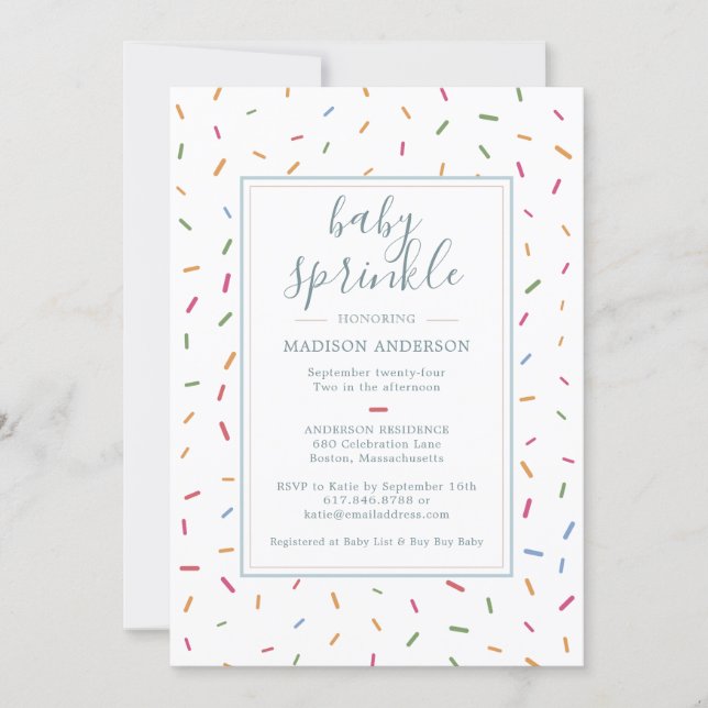 Colorful Sprinkles Baby Sprinkle Baby Shower Invitation (Front)