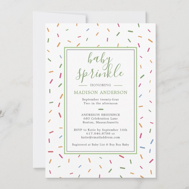 Colorful Sprinkles Baby Sprinkle Baby Shower Invitation (Front)