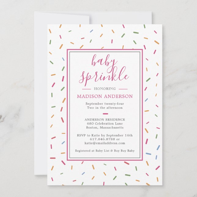 Colorful Sprinkles Baby Sprinkle Baby Shower Invitation (Front)