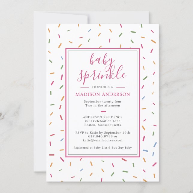 Colorful Sprinkles Baby Sprinkle Baby Shower Invitation (Front)
