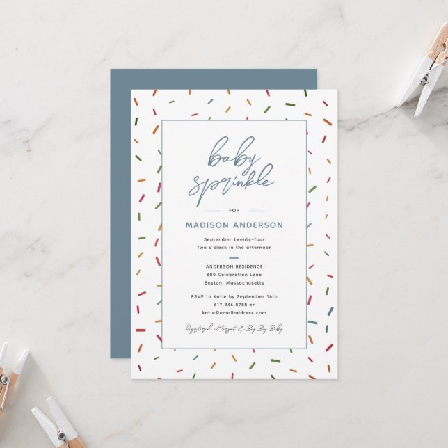 Colorful Sprinkles Baby Sprinkle Baby Shower Invitation (Front/Back In Situ)