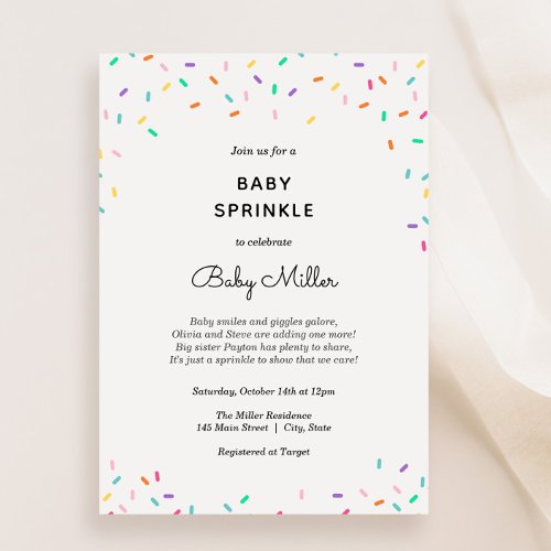 Colorful Sprinkles Baby Sprinkle Invitation