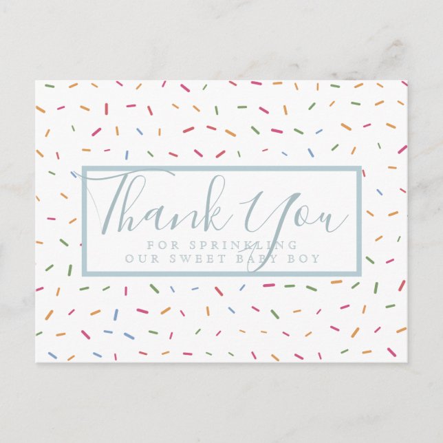 Colorful Sprinkles Baby Sprinkle Thank You Postcard (Front)