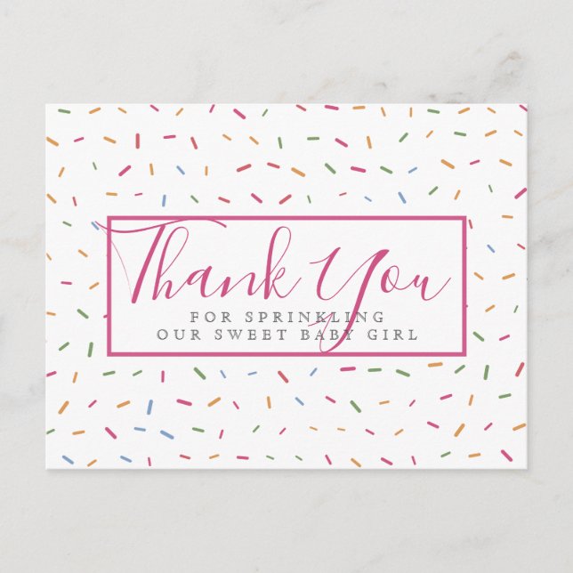 Colorful Sprinkles Baby Sprinkle Thank You Postcard (Front)
