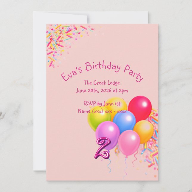 Colorful Sprinkles Birthday Invitation (Front)