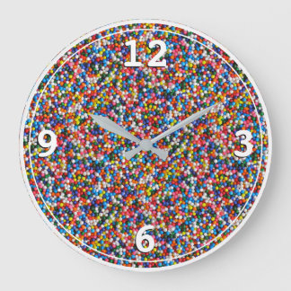 Colorful Sprinkles Bright Colors Kids Childrens Large Clock