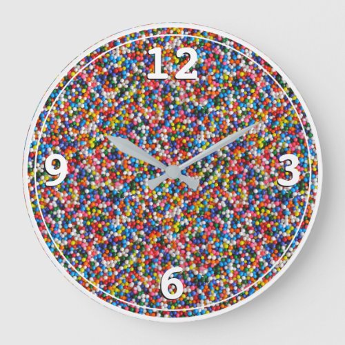 Colorful Sprinkles Bright Colors Kids Childrens Large Clock