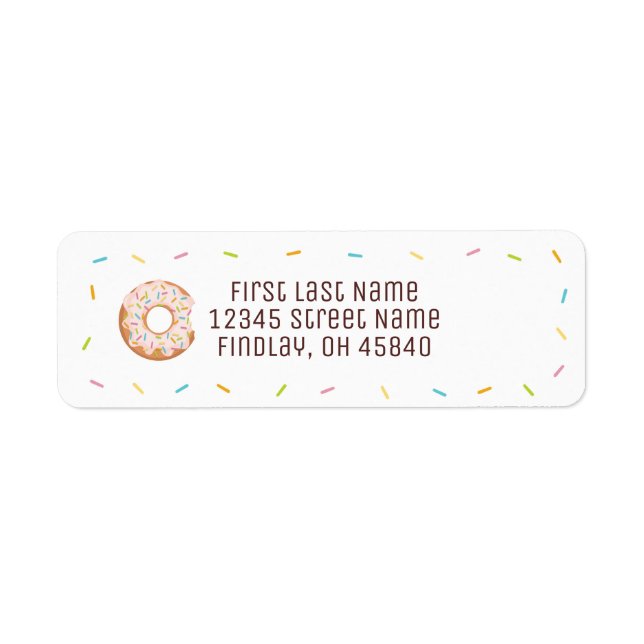 Colorful Sprinkles Donut Birthday Address Label (Front)